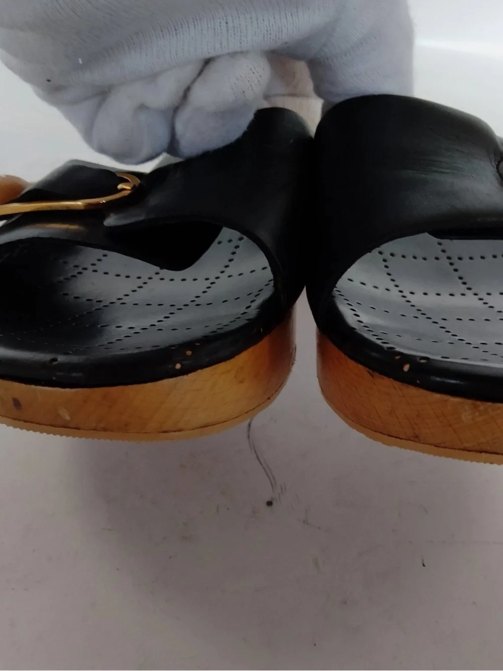 CHANEL black leather